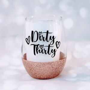 Dirty Thirty,Glitter Birthday Wine Glass, Glitter Shot Glass (Shot)