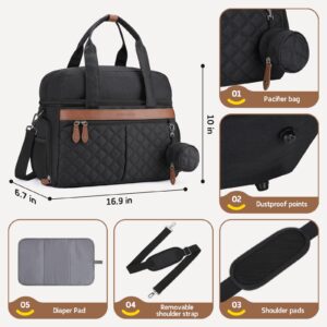 Breast Pump Bag, Diaper Bag Tote with 4 Cooler Pockets, Double-Layer Work Bag for Breastfeeding Mom fit 15'' Laptop