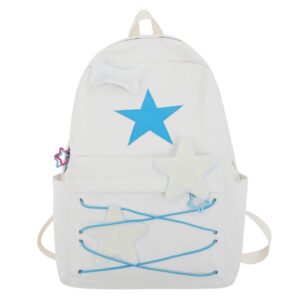 irlocy y2k backpack star backpack preppy backpack cute aesthetic backpack women college y2k accessories (beige)