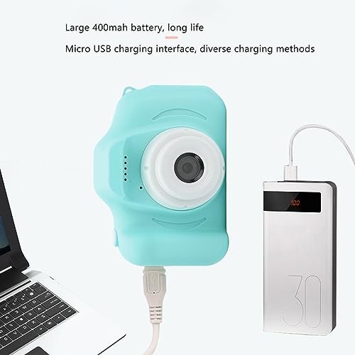 Kids Camera, Scratch Resistant Kids Digital Video Camera Auto Focus ABS & Silicone 2.4 Inch IPS Screen with Mic for Children Selfie (Green)