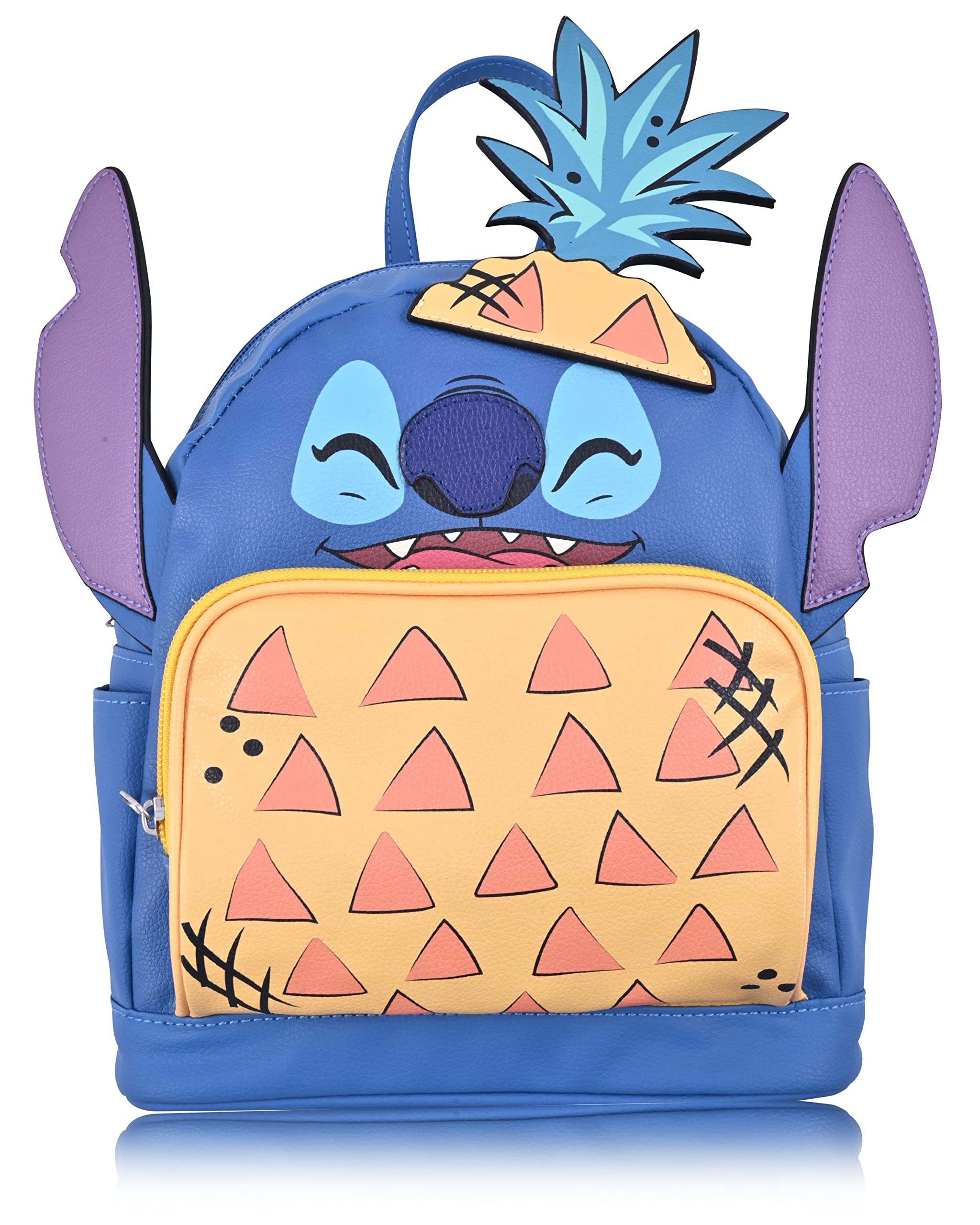 Disney Stitch Backpack - Blue Mini Backpack Purse 10 Inch Bag for Women, Adult Backpack Shoulder Bag Double Strap Faux Leather (Blue Pineapples)