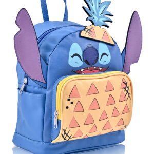 Disney Stitch Backpack - Blue Mini Backpack Purse 10 Inch Bag for Women, Adult Backpack Shoulder Bag Double Strap Faux Leather (Blue Pineapples)