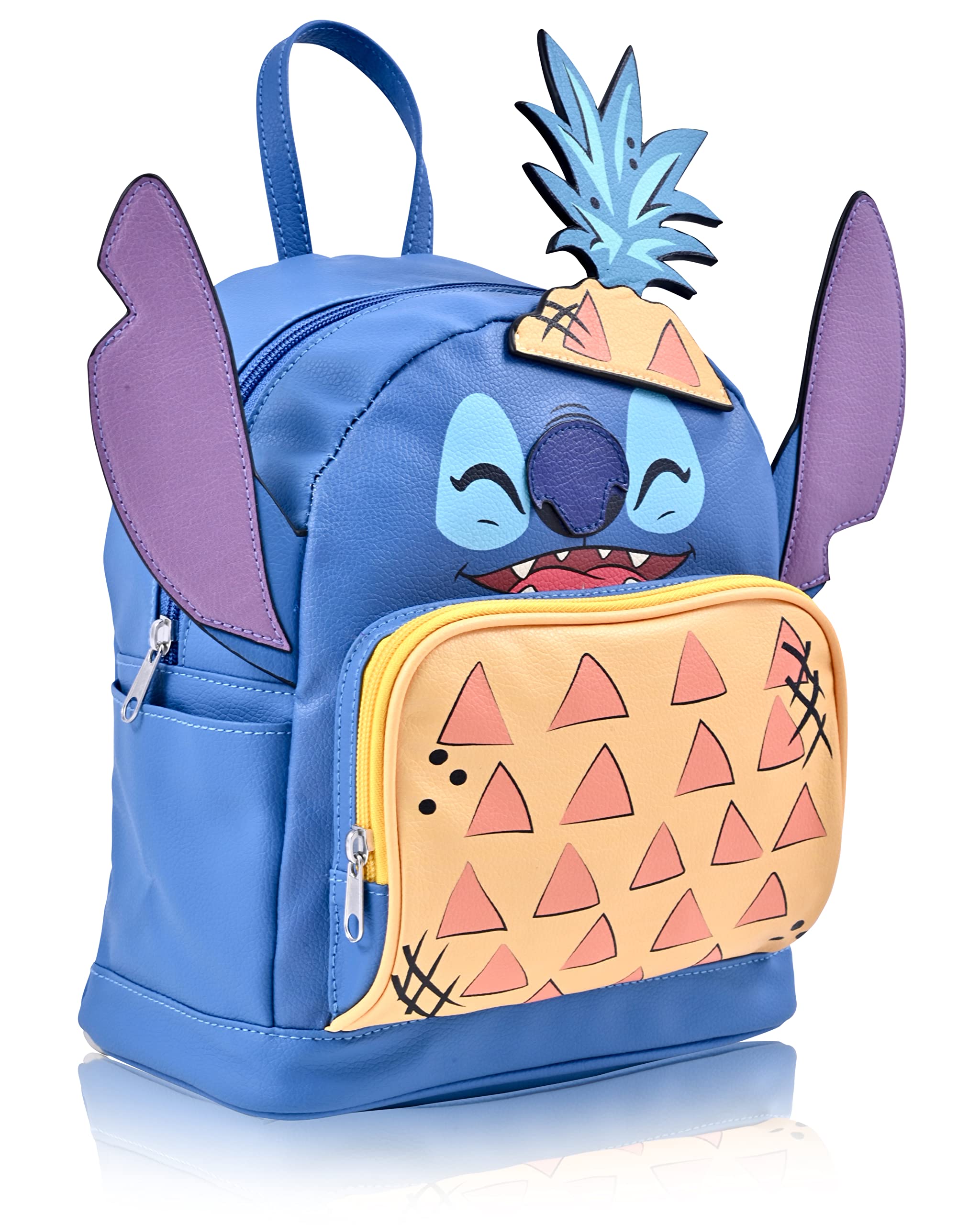 Disney Stitch Backpack - Blue Mini Backpack Purse 10 Inch Bag for Women, Adult Backpack Shoulder Bag Double Strap Faux Leather (Blue Pineapples)