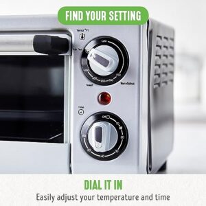 GreenLife Countertop Stainless Steel Toaster Oven Air Fryer, PFAS-Free, Ceramic Nonstick Tray Rack Airfry Basket, Dual Heating,4 Slice Capacity,Adjustable Temperature & Time Control,Black