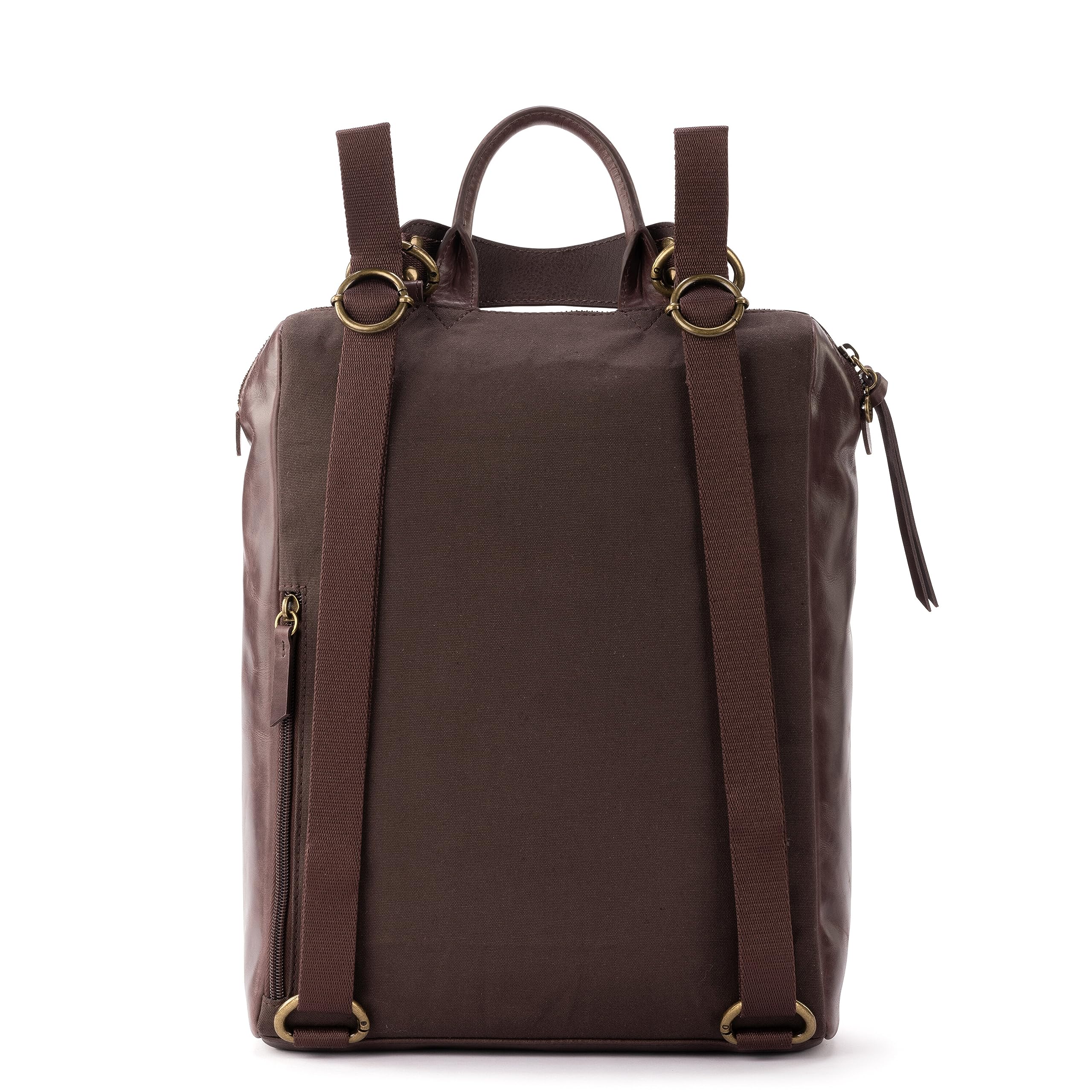 The Sak Loyola Convertible Backpack in Leather, Adjustable Convertible Strap, Mahogany Tile Emboss