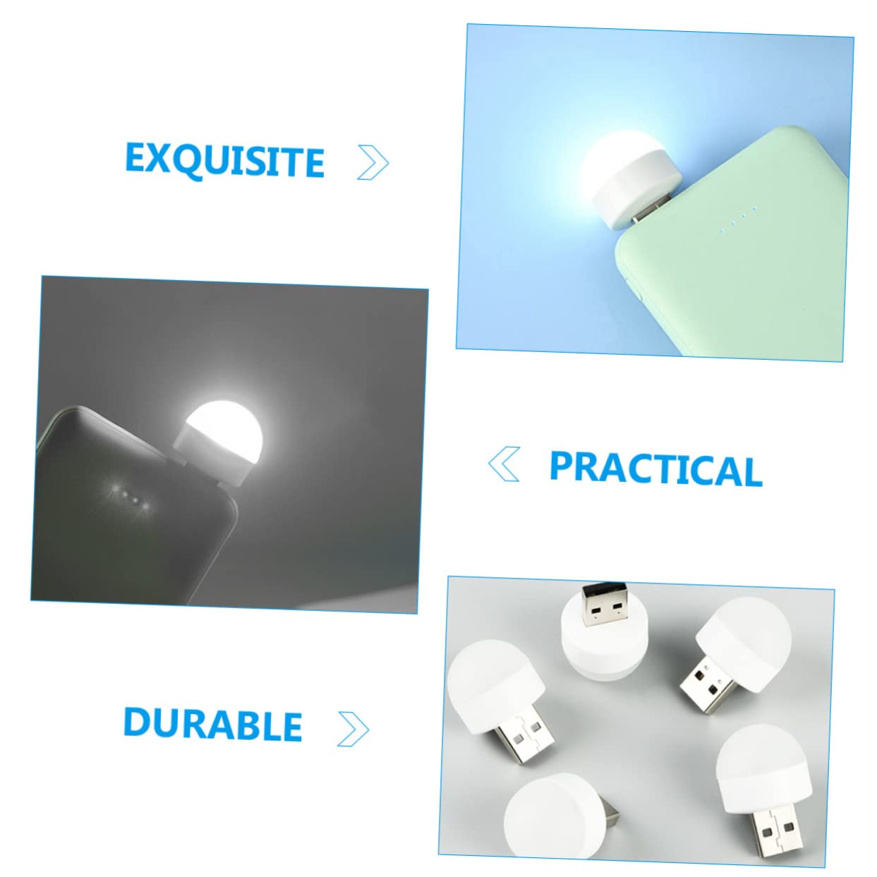 OFFSCH 10pcs Led Night Light Friday Night Lights Mini USB Night Lights Led Bulb Lights for Bedroom USB Night Lamp Toilet Night Light Wall White Portable Ambient Light Travel Pp Material