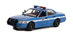 2001 crown victoria police interceptor blue metallic seattle police - seattle, washington hot pursuit series 1/24 diecast model car by greenlight gl85571