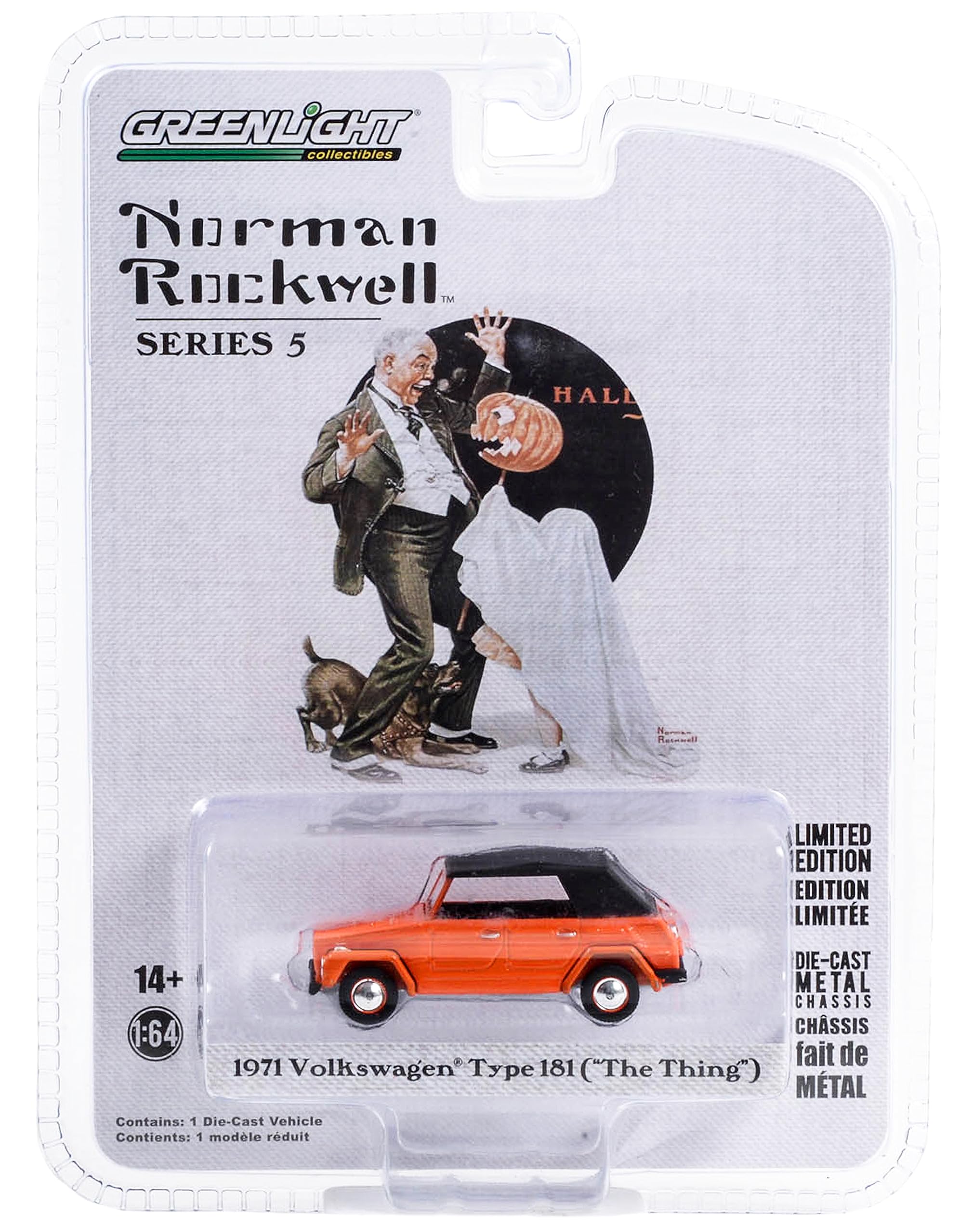 1971 Thing (Type 181) Orange with Black Top Trick or Treat Norman Rockwell Series 5 1/64 Diecast Model Car by Greenlight 54080E