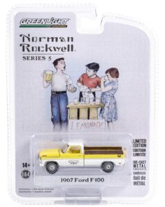 1967 f-100 pickup truck yellow and white with yellow interior farm to table fresh picked lemons norman rockwell series 5 1/64 diecast model car by greenlight 54080c