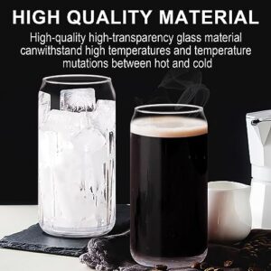 AiHeart Drinking Glasses with Lids and Glass Straws 12pcs Set,20oz Beer Can Shaped Glass Cups,Iced Coffee Glasses,Glass Tumbler,Cute Tumbler,Beer Mug,Cocktail Glasses for Whiskey,Soda,Water