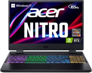 acer nitro 5 gaming laptop 2023 newest, 15.6" qhd 165hz display, amd ryzen 7 6800h processor, nvidia geforce rtx 3070 ti graphics, 64gb ddr5 ram, 2tb ssd, wifi6, bluetooth, windows 11 home
