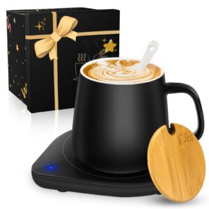 coffee cup warmer with mug set: mens electric mug warmer for desk office - coffee lovers gifts for women - christmas day, birthday, valentine's day gifts