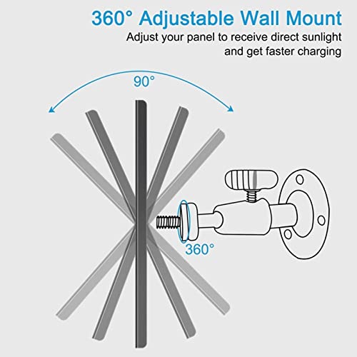 YALIYA 10W 6V Micro USB Solar Panel 2000mAh 360-degree Rotation Waterproof Wall Mounted Monocrystal Silicon Solar Plate for USB Camera