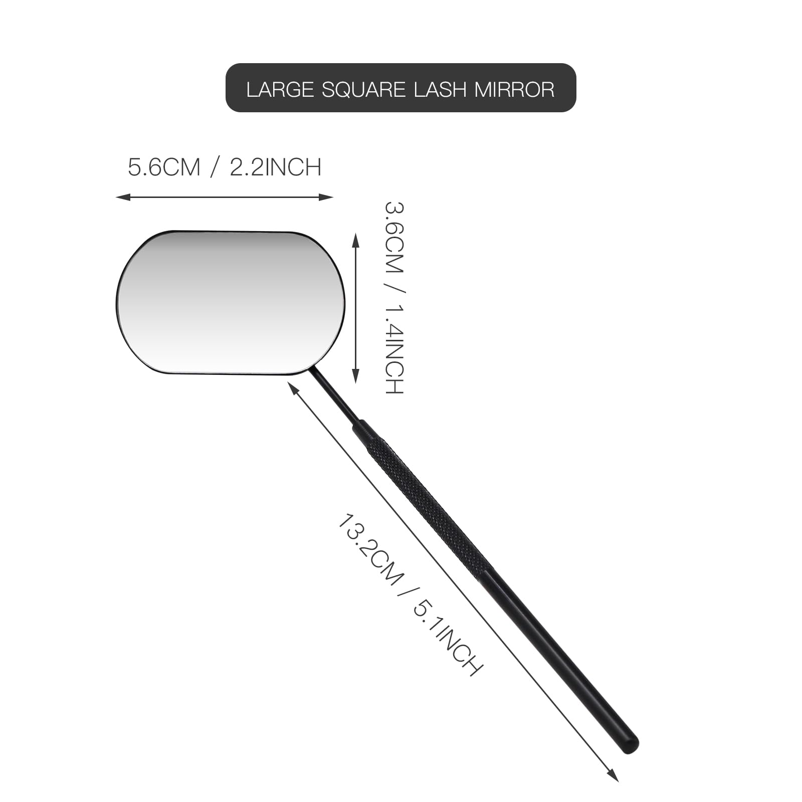 Pretty memory Large Lash Mirror, Stainless Steel Eyelash Mirror, Makeup Mirror for Lash Extension Supplies (Black)