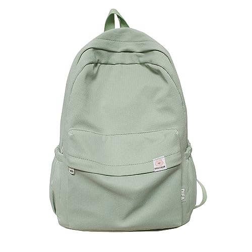 Extolove Cute Aesthetic Backpack, Simple Solid Color Backpacks Y2K Kawaii Backpack Travel Laptop Backpack (Green)