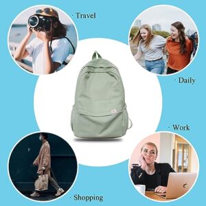 Extolove Cute Aesthetic Backpack, Simple Solid Color Backpacks Y2K Kawaii Backpack Travel Laptop Backpack (Green)