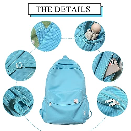 Extolove Cute Aesthetic Backpack, Simple Solid Color Backpacks Y2K Kawaii Backpack Travel Laptop Backpack (Green)