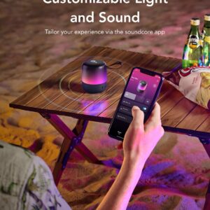 Soundcore Glow Mini Portable Speaker, Bluetooth Speaker with 360° Sound, Light Show, 12H Battery, Customizable EQ and Light, IP67 Waterproof and Dustproof, for Camping, Home, and Beach Parties