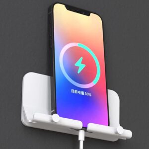 lanema Wall Mount Phone Holder Stand with Charging Hole Self-Adhesive for Key Rack Shel Wall Mount Phone Holder Stand