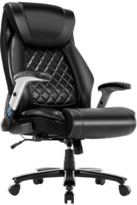 seevoo big and tall office chair 400lbs high back executive chair computer chair- adjustable lumbar support with flip-up arms large desk swivel chair with heavy duty metal base,black