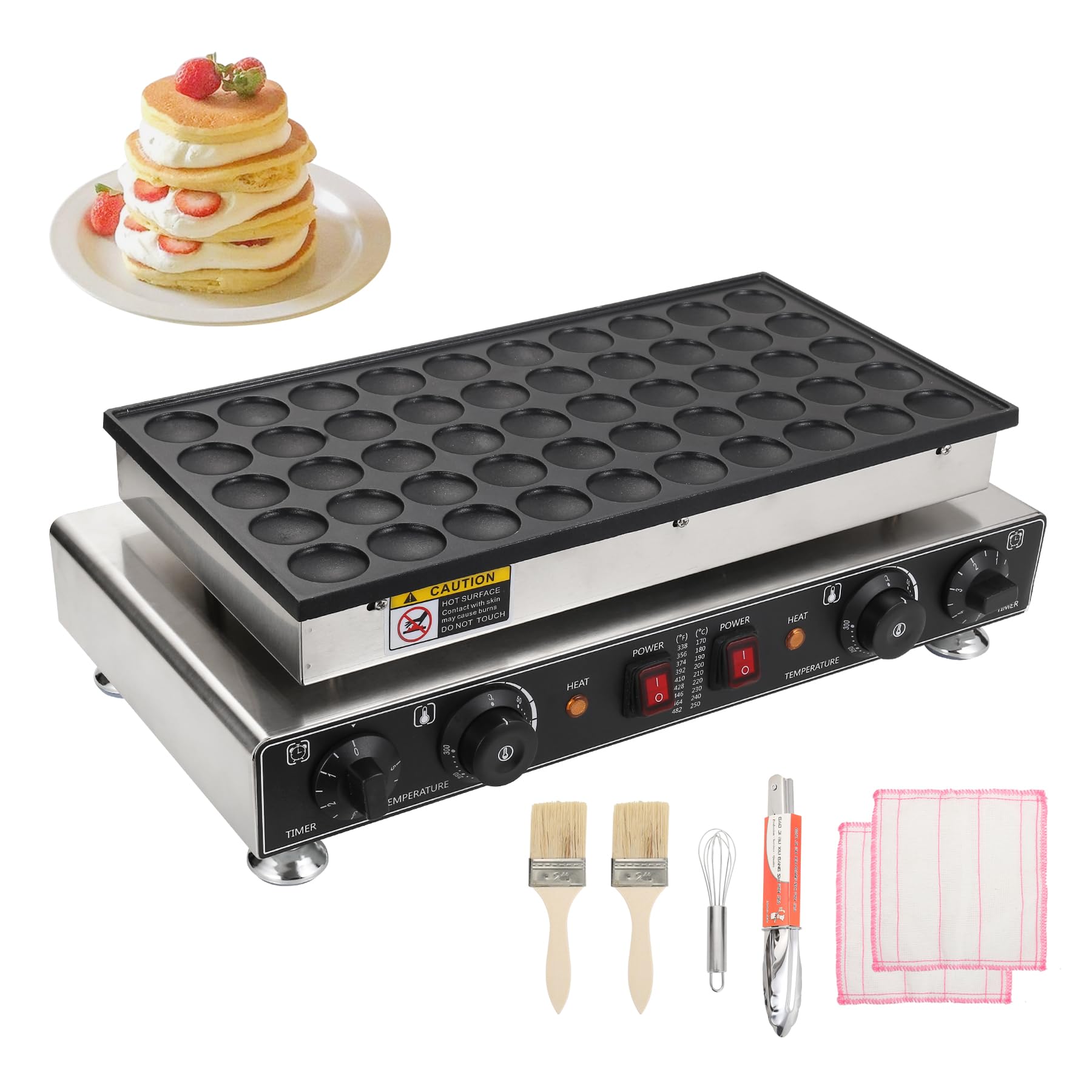 Mini Dutch Pancake Baker 50PCS, 110V Electric Nonstick Pancake Maker 1800W, 1.6" Commercial Muffin Maker Machine for Home Kitchen Restaurant Snack