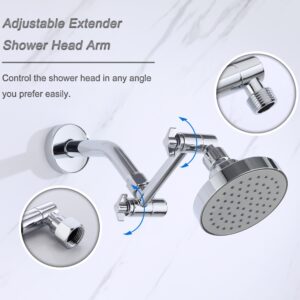 Senhozi 4 Inch Shower Head Extension Arm, Solid Brass Shower Arm for Shower Head Extension, Adjustable Shower Arm for Rainfall Shower Head and Handheld Shower Head, SE003CP