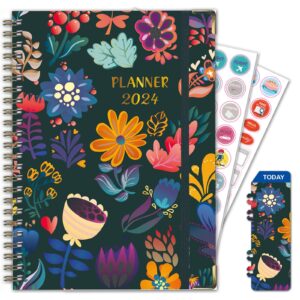 2024 planner weekly and monthly, 2024 planner 6.2" x 8.5", academic planner 2024,planner notebook with tabs and stickers,twin-wire binding,inner pocket, calendar planner jan. 2024 - dec. 2024 (1 pack)
