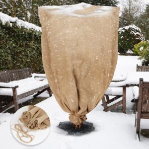 47.2''×70.8'' plant cover drawstring tree cover,burlap winter plant cover bag,plant covers freeze protection,winter freeze plant protection,reusable tree jacket frost blanket for outdoor plants potted