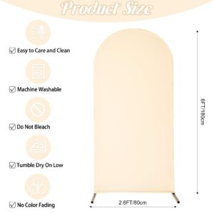 Spandex Fitted Wedding Arch Cover 6FT Beige Arch Backdrop Cover, Round Top Chiara Backdrop Stand Covers for Wedding Birthday Party Baby Shower Banquet Arch Decoration (Beige, 6FT)