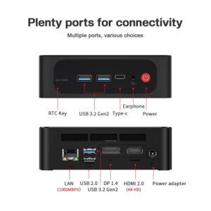 Beelink SER5 Mini PC,AMD Ryzen 5 5560U Processor,up to 4.0 GHz(6C/12T),Mini Computer with 16G DDR4 RAM/500GB M.2 2280 NVMe SSD,Support 4K FPS/WiFi 6/BT5.2/Triple Screen Display/USB3.2/Gigabit LAN