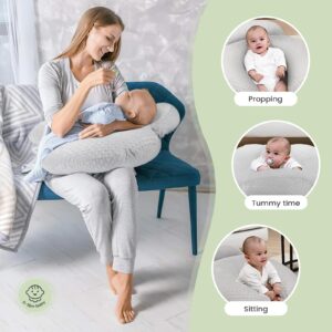 YCDTMY Nursing Pillow for Breastfeeding, Ergonomic Breastfeeding Pillows for Baby, Nursing Pillow with Adjustable Waist Strap and Removable Soft Minky Cover, Breastfeeding Essentials, Grey