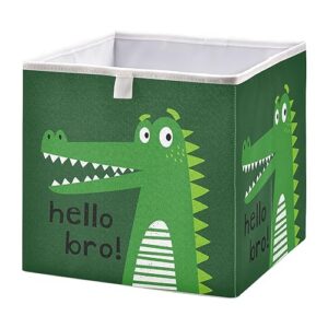 emelivor cute alligator cube storage bin fabric storage cubes collapsible foldable storage baskets organizer containers for shelves nursery closer bedroom home,11 x 11inch