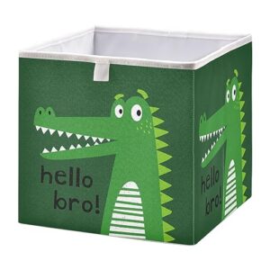 Emelivor Cute Alligator Cube Storage Bin Fabric Storage Cubes Collapsible Foldable Storage Baskets Organizer Containers for Shelves Nursery Closer Bedroom Home,11 x 11inch