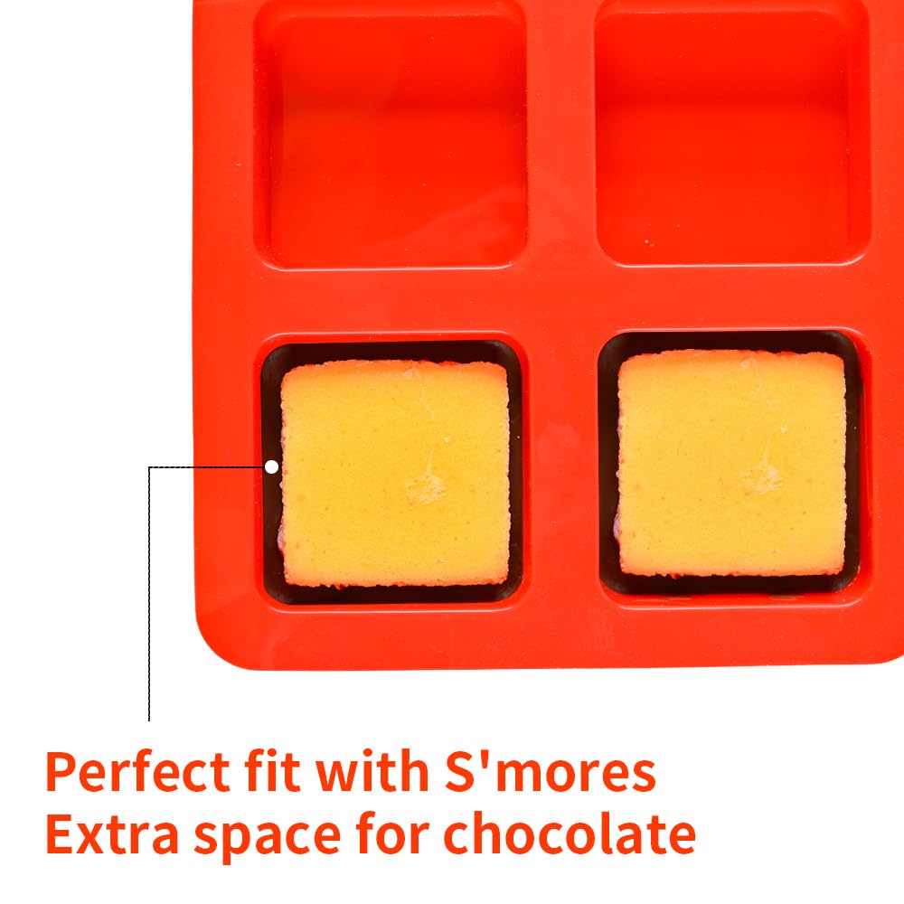 Chocolate Covered Molds, Square Silicone Molds for Baking S'mores, Muffins, Brownies, Graham Crackers, Candy, Marshmallow Making, Chocolates, Cornbread