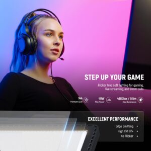 NEEWER GL1C RGB 15.5" Key Light, 48W Edge Lit Soft LED Video Panel Streaming Gaming Lighting with 2.4G PC/Mac iOS/Android APP/WiFi/Stream Deck Control, Touch Bar, 2900K-7000K, Music Sync, 18 Scenes