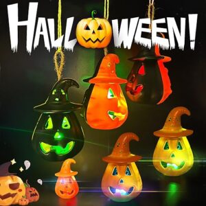 heykiddo halloween decorations indoor, color changing & flicker halloween pumpkin ghost candles lights, battery operated for halloween, indoor haunted house decor, 6 pack