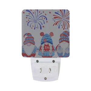 JSTEL 4th July Gnome Night Lights Plug into Wall Decorative Dusk to Dawn,4th July Gnome Night Light Plug in,LED Nightlights for Bedroom Bathroom Kitchen Hallway Stairs