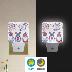 JSTEL 4th July Gnome Night Lights Plug into Wall Decorative Dusk to Dawn,4th July Gnome Night Light Plug in,LED Nightlights for Bedroom Bathroom Kitchen Hallway Stairs