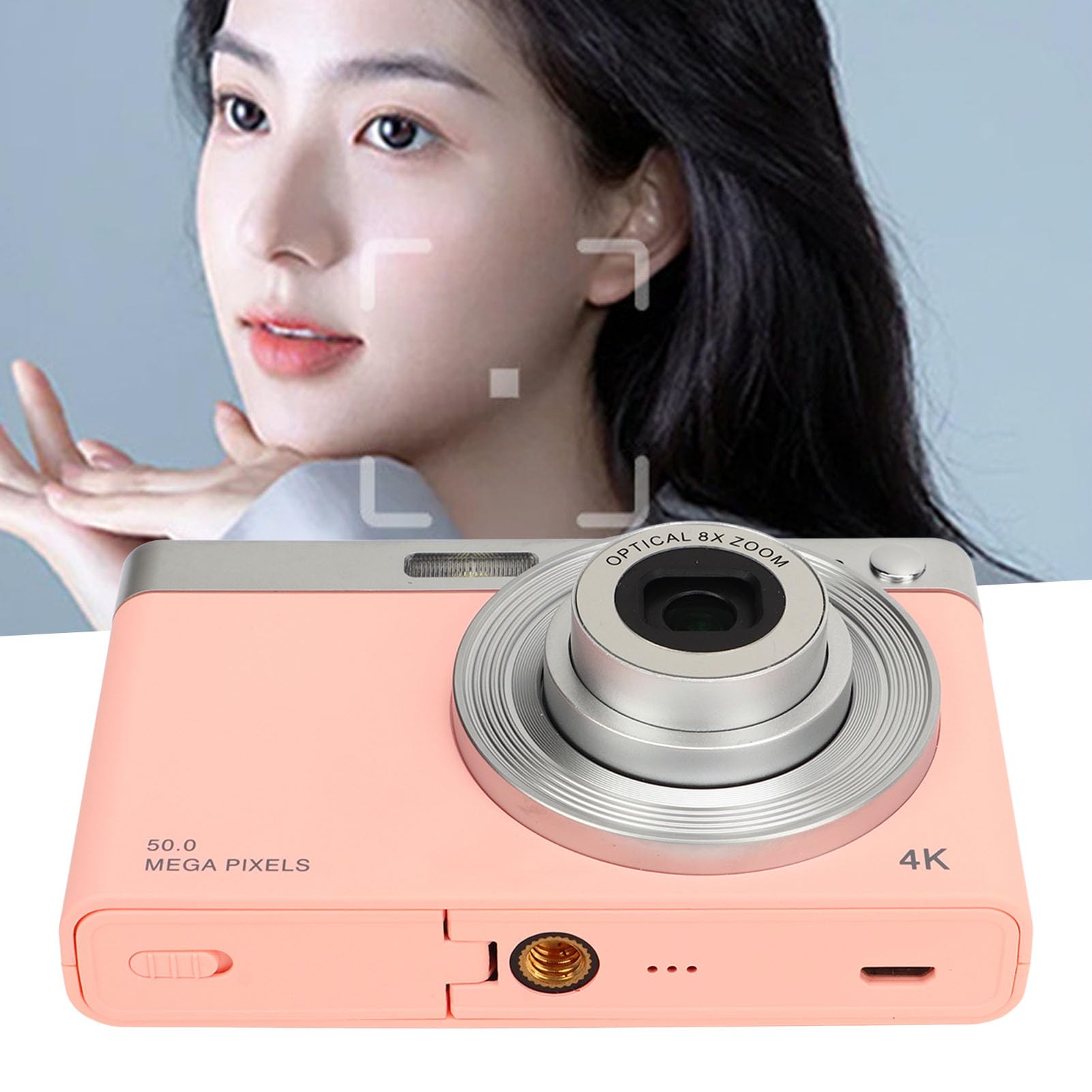 Digital Camera, 4K Kids Camera Video Camera with 32GB Card FHD 1080P 50MP Vlogging Camera 16X Zoom Compact Portable Mini Rechargeable Camera for Students Teens Adults Girls Boys