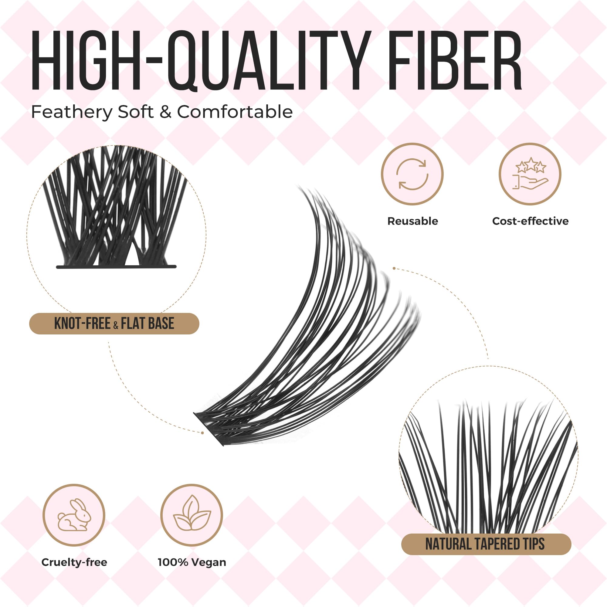 LASHVIEW Lash-Extension-Clusters 448pcs D Curl Lash Clusters Natural Look Cluster Lashes Extensions Super Thin Band & Soft Lashes Reusable 9-16mm MIX (56D+30D+40D)