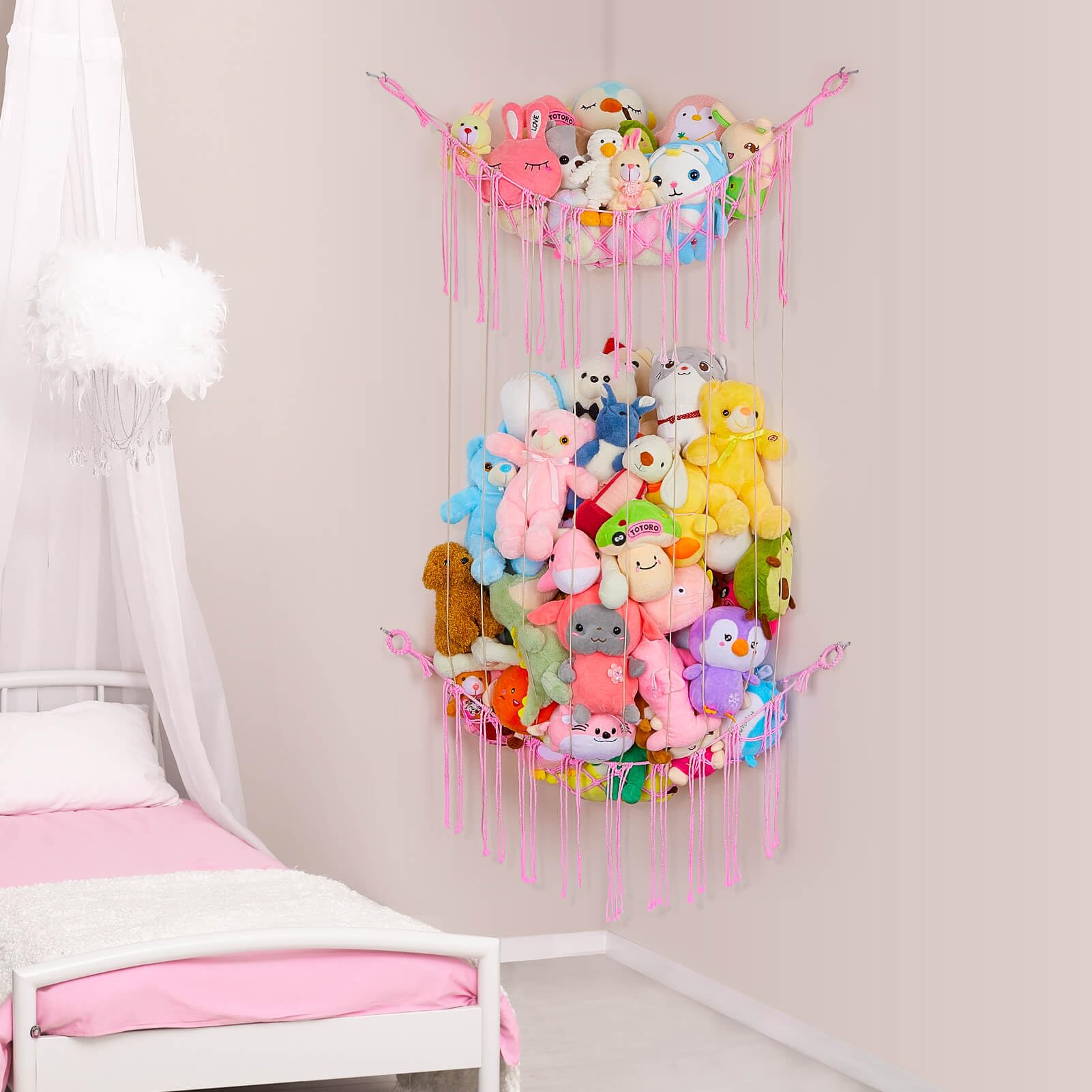 FIOBEE Stuffed Animals Net or Hammock Toy Storage Organizer Large Stuffed Animals Storage Holder Kids Room Decor for Nursery Play Room Bedroom