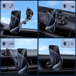 Phone Holder Car [Military-Grade Suction] Universal Car Phone Holder [Thick Case Friendly] Automobile Accessories Dashboard Air Vent Windshield Phone Mount Fit for iPhone Android Smartphones (brown)