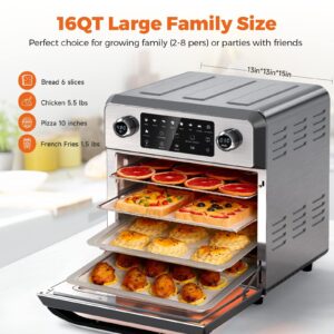 Air Fryer Toaster Oven 16-Quart, TINTALK 10-in-1 Airfryer Oven Combo - 1700W Large Air fryer Convection Oven, Countertop Combo with 9 Accessories Rotisserie | Dehydrator