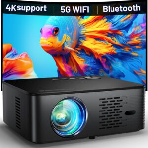 GooDee Projector 4K Support, Outdoor Projector with Wifi and Bluetooth, Android TV Projector 1080p with Auto Focus & Full-Sealed Optical Engine for Movie, Netflix/Prime Video Built-in, 8000+ Apps