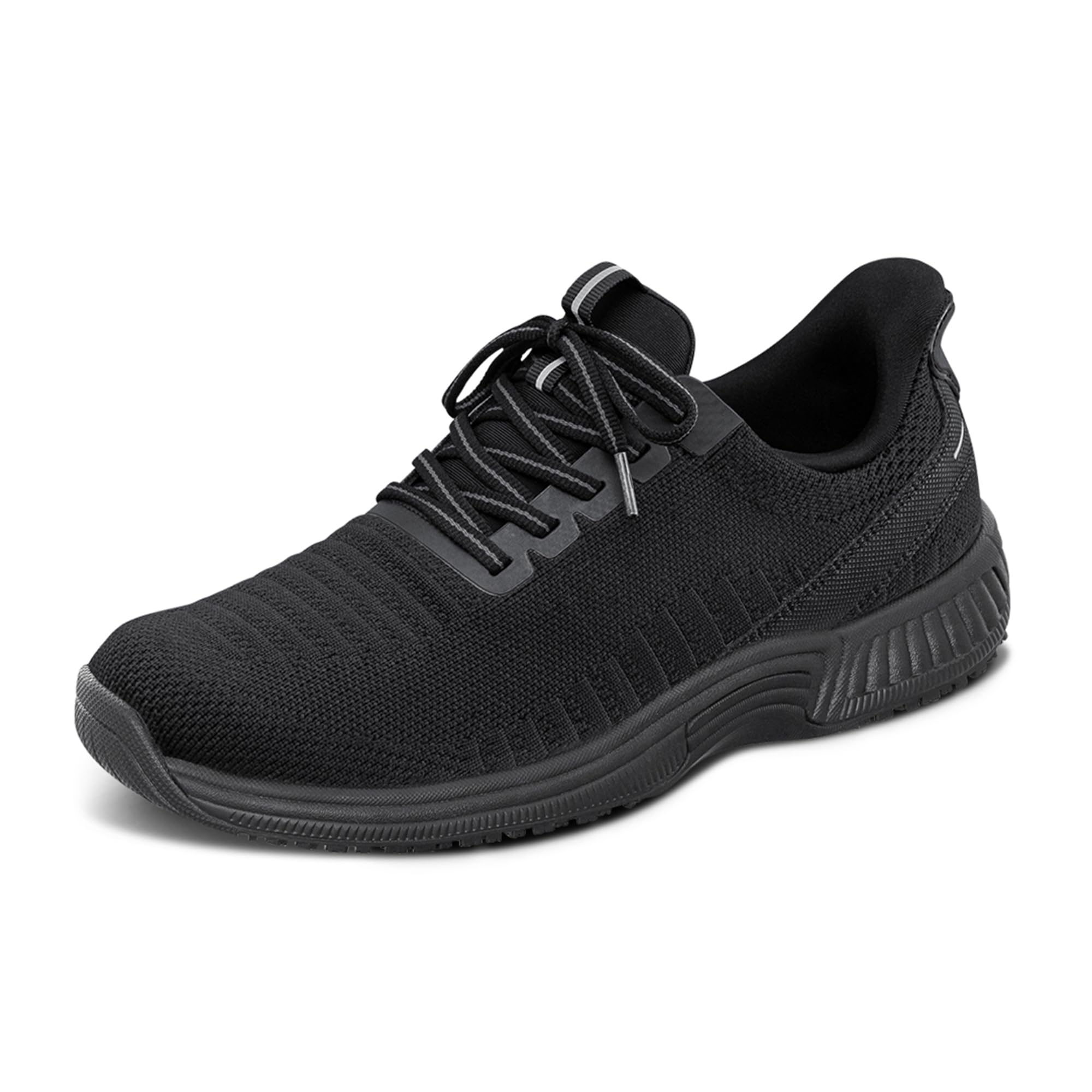 Orthofeet Women's Orthopedic All Black Knit Kita Hands-Free Sneakers, Size 6 Wide