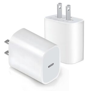 iphone 20w usb-c charger block with pd fast charging capability, type c wall charger compatible with iphone 15 pro max/14/13/ipad [2 pack]