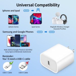 iPhone 20W USB-C Charger Block with PD Fast Charging Capability, Type C Wall Charger Compatible with iPhone 15 Pro Max/14/13/iPad [2 Pack]