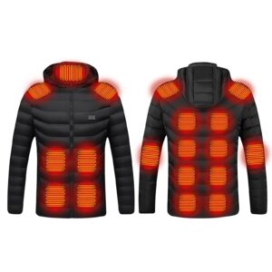 Men's Heated Jacket Winter Heating Coat Women Heated Hoodie 17 Heating Areas Smart Electric Heated Jackets Body Warmer