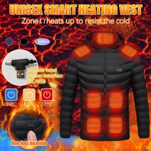 Men's Heated Jacket Winter Heating Coat Women Heated Hoodie 17 Heating Areas Smart Electric Heated Jackets Body Warmer