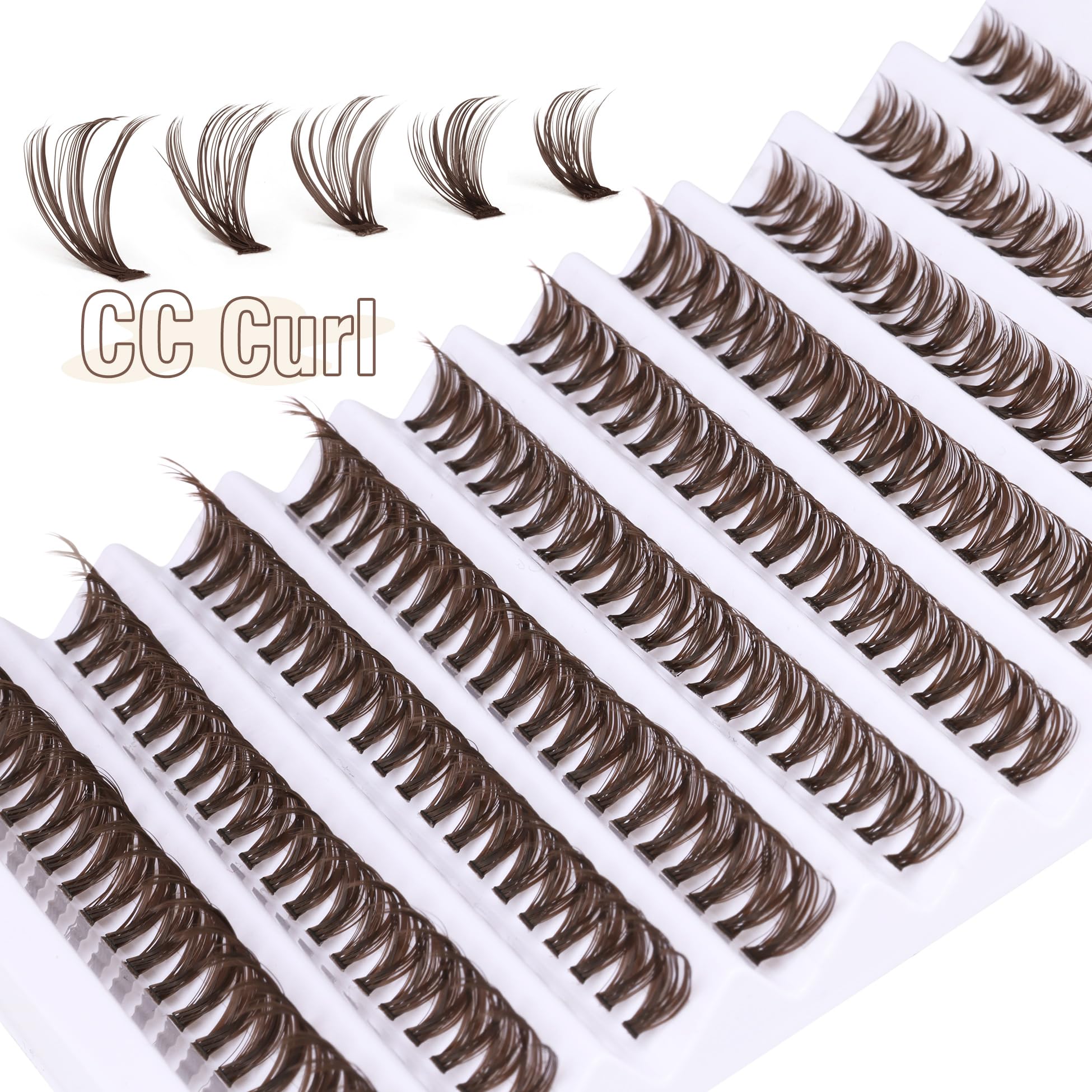 Brown Lash Individuals 200 Pcs Natural Wispy Brown Eyelashes Extension D Curl False Cluster Lashes Brown Fake Eyelashes Clusters